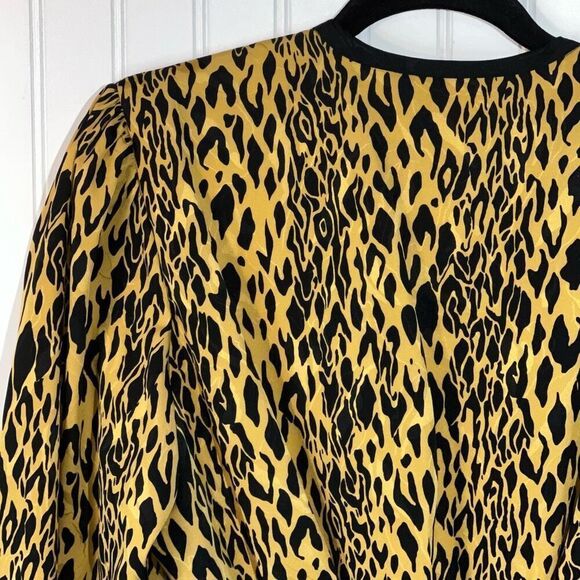 Vintage Jaymee Pape’ll  Wrap Top Womens 12 Black Brown Hi Low Pleated Retro 90’s - Picture 8 of 11